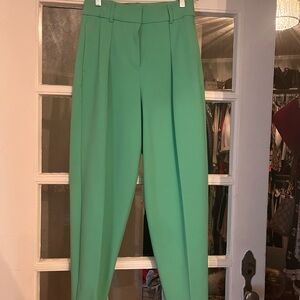 Express Green High-Waisted Trousers with Tailored Fit